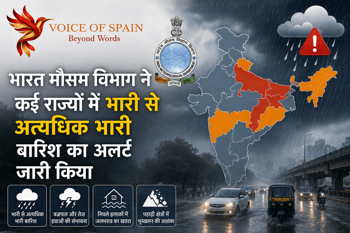 भारत मौसम विभाग ने कई राज्यों में भारी से अत्यधिक भारी बारिश का अलर्ट जारी किया