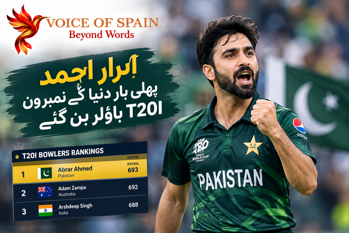 ابرار احمد پہلی بار دنیا کے نمبر ون T20I باؤلر بن گئے
